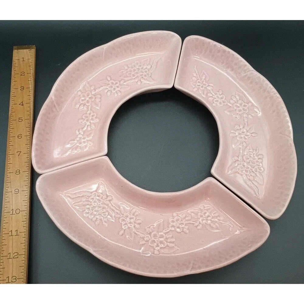 Vintage California Pottery Pink Blossoms Serving Dishes 503-5